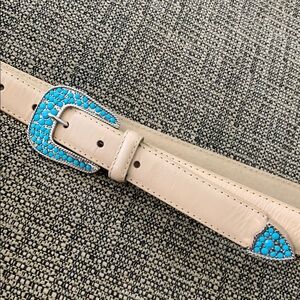 Beige Belt with Turquoise Accents L